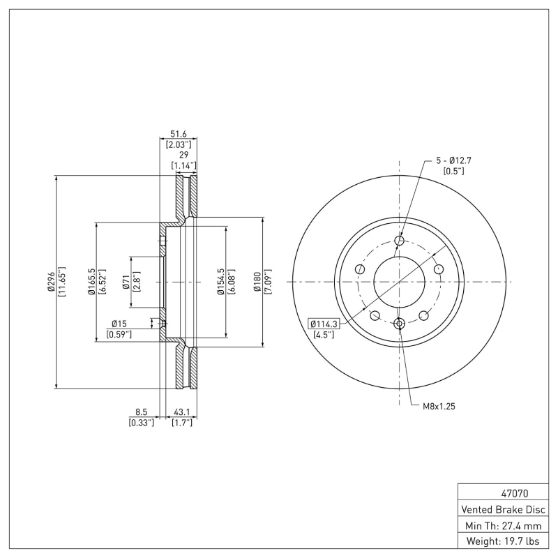 Chevrolet Captiva Brake Rotor (1) - Front - R1 Concepts - Plain - `07-`15